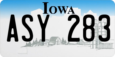 IA license plate ASY283