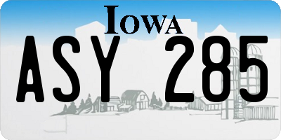 IA license plate ASY285
