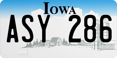 IA license plate ASY286