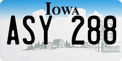 IA license plate ASY288