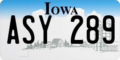 IA license plate ASY289