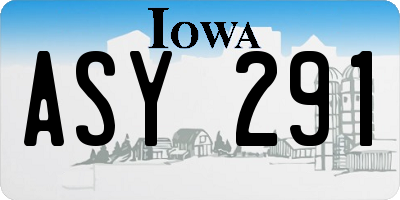 IA license plate ASY291