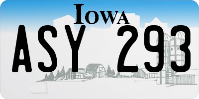 IA license plate ASY293