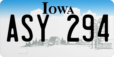 IA license plate ASY294