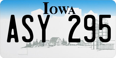 IA license plate ASY295