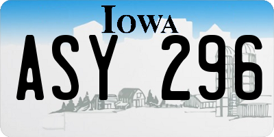 IA license plate ASY296