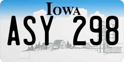 IA license plate ASY298