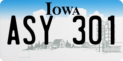 IA license plate ASY301