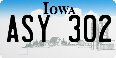 IA license plate ASY302