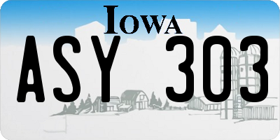 IA license plate ASY303