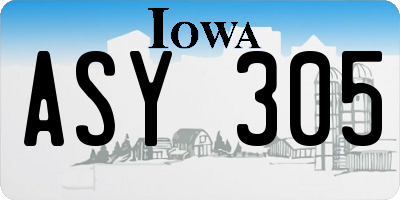 IA license plate ASY305