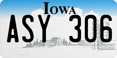 IA license plate ASY306