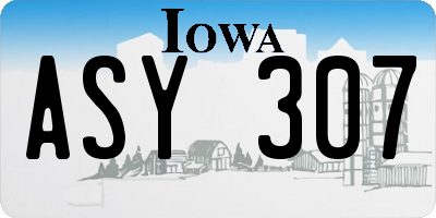 IA license plate ASY307