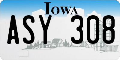 IA license plate ASY308
