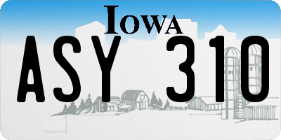 IA license plate ASY310