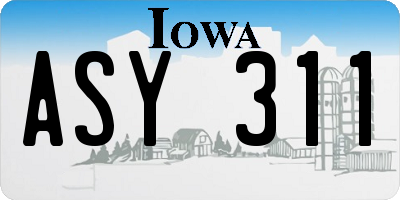IA license plate ASY311