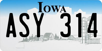IA license plate ASY314