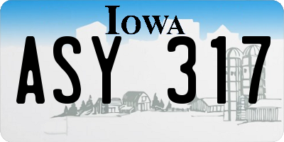 IA license plate ASY317