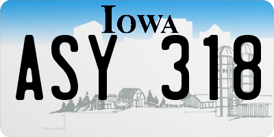 IA license plate ASY318
