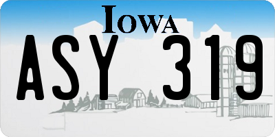 IA license plate ASY319