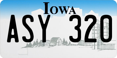 IA license plate ASY320