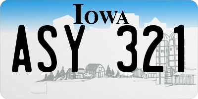 IA license plate ASY321