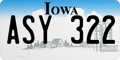 IA license plate ASY322