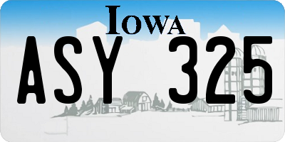 IA license plate ASY325