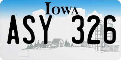IA license plate ASY326