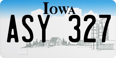 IA license plate ASY327
