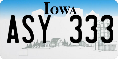 IA license plate ASY333
