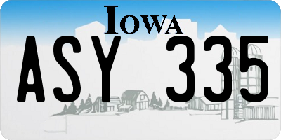 IA license plate ASY335