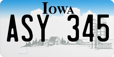 IA license plate ASY345