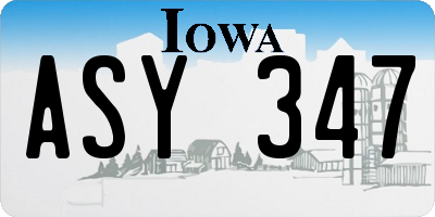 IA license plate ASY347