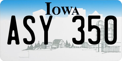 IA license plate ASY350