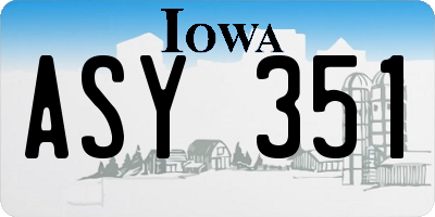IA license plate ASY351