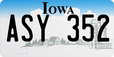 IA license plate ASY352