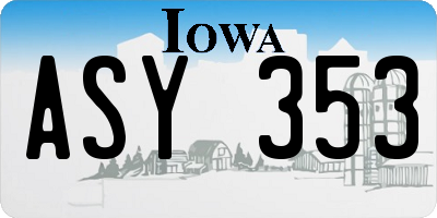 IA license plate ASY353