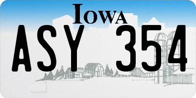IA license plate ASY354