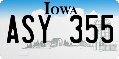 IA license plate ASY355