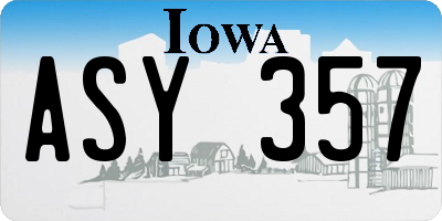 IA license plate ASY357