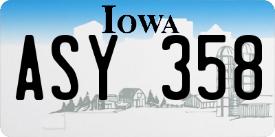 IA license plate ASY358