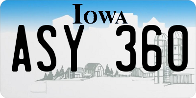 IA license plate ASY360