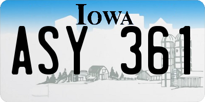 IA license plate ASY361