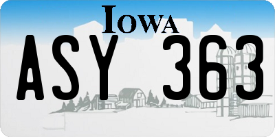 IA license plate ASY363