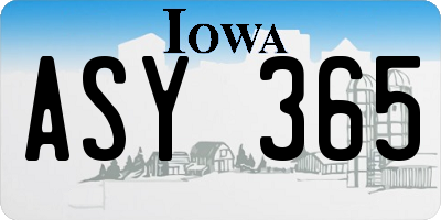 IA license plate ASY365