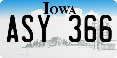 IA license plate ASY366