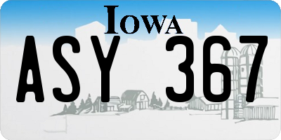 IA license plate ASY367