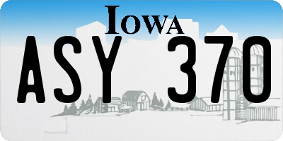 IA license plate ASY370