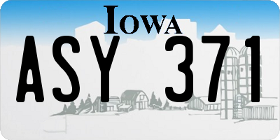 IA license plate ASY371